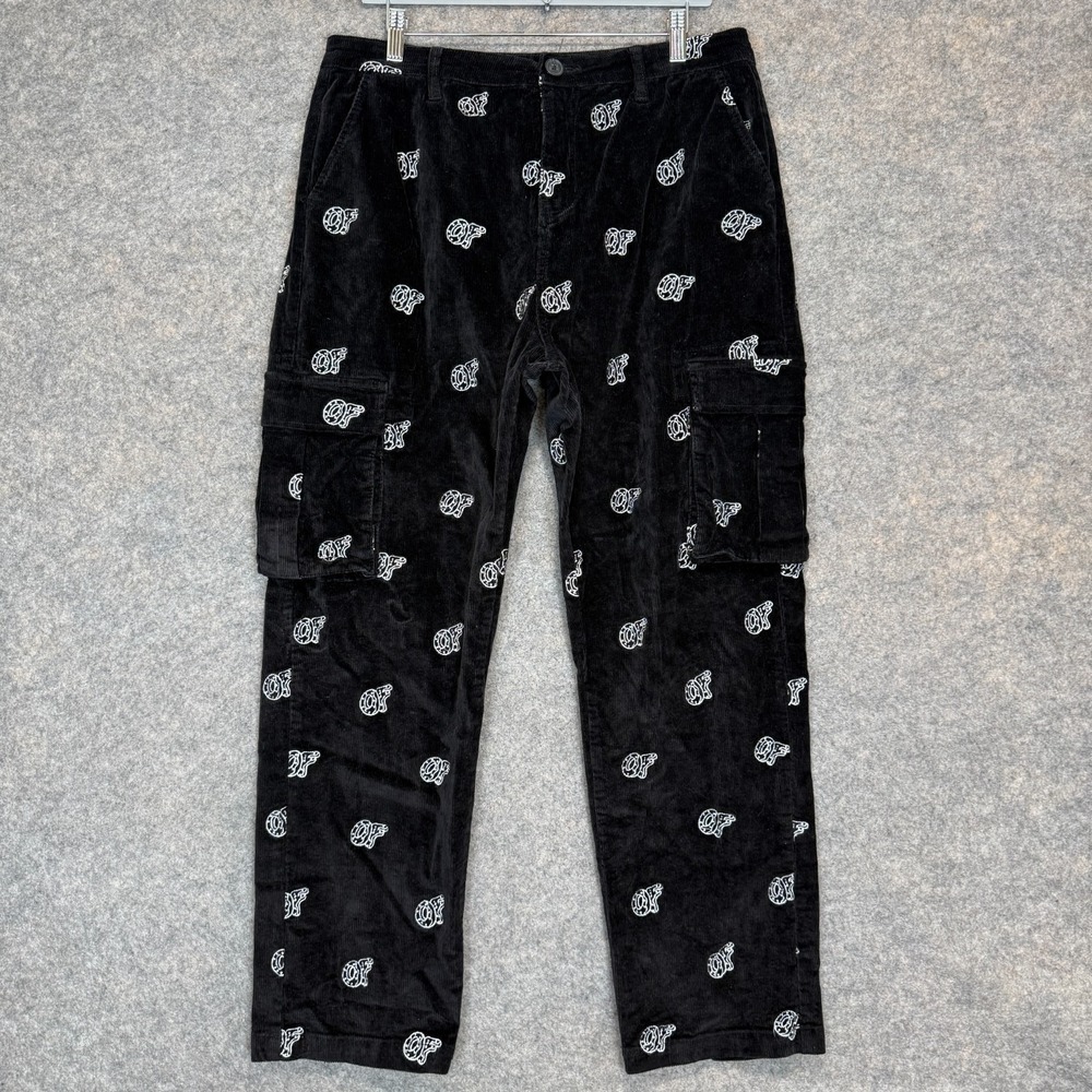 Odd Future Corduroy Cargo Pants Mens 34 AOP All Over Print Logo W34
